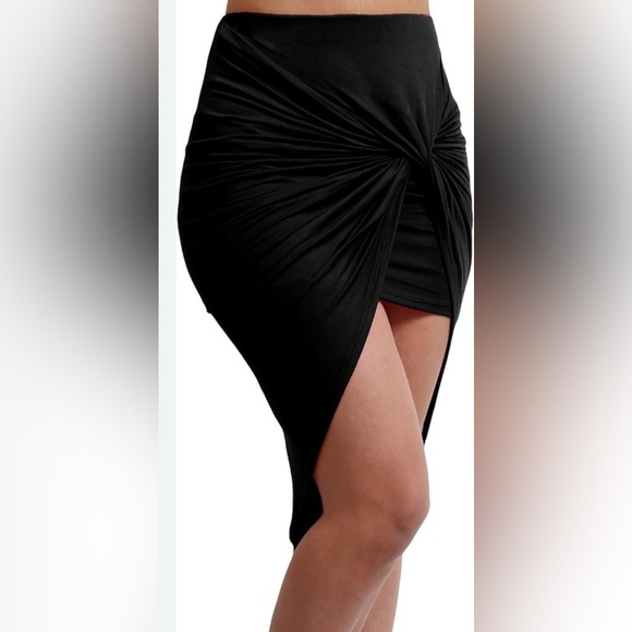 Ping Black Asymmetrical Midi Wrap Skirt - Picture 1 of 5
